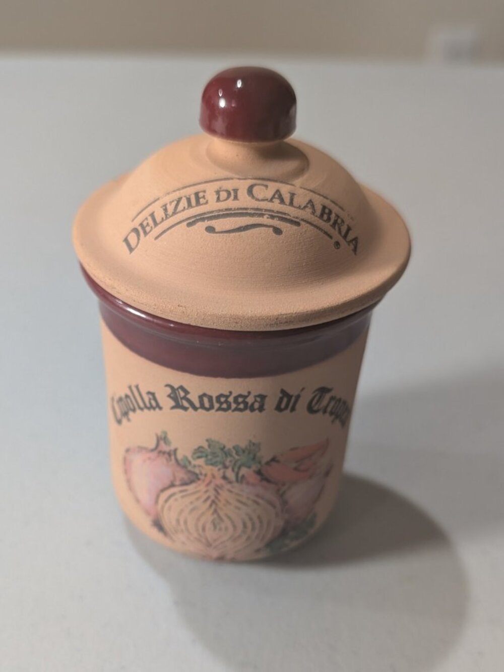 Delizie di Calabria Terracotta Spice Jar Cipolla Rossa di Tropea Italy